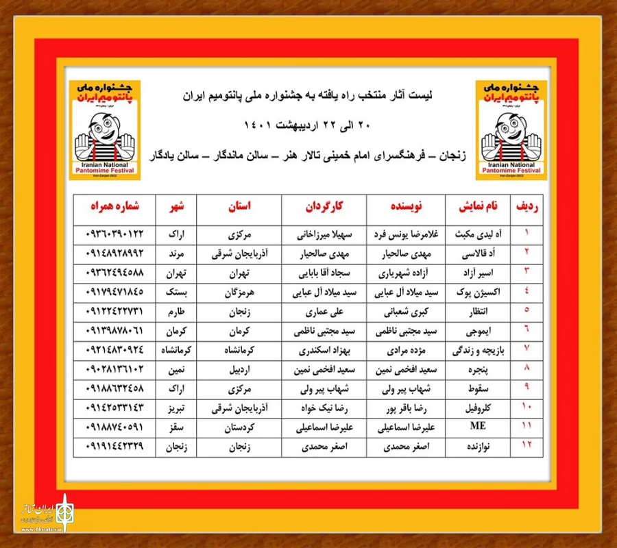 اثری مشترک از گروه نمایش آناهیتای «سقز» و ققنوس بوکان.
 2